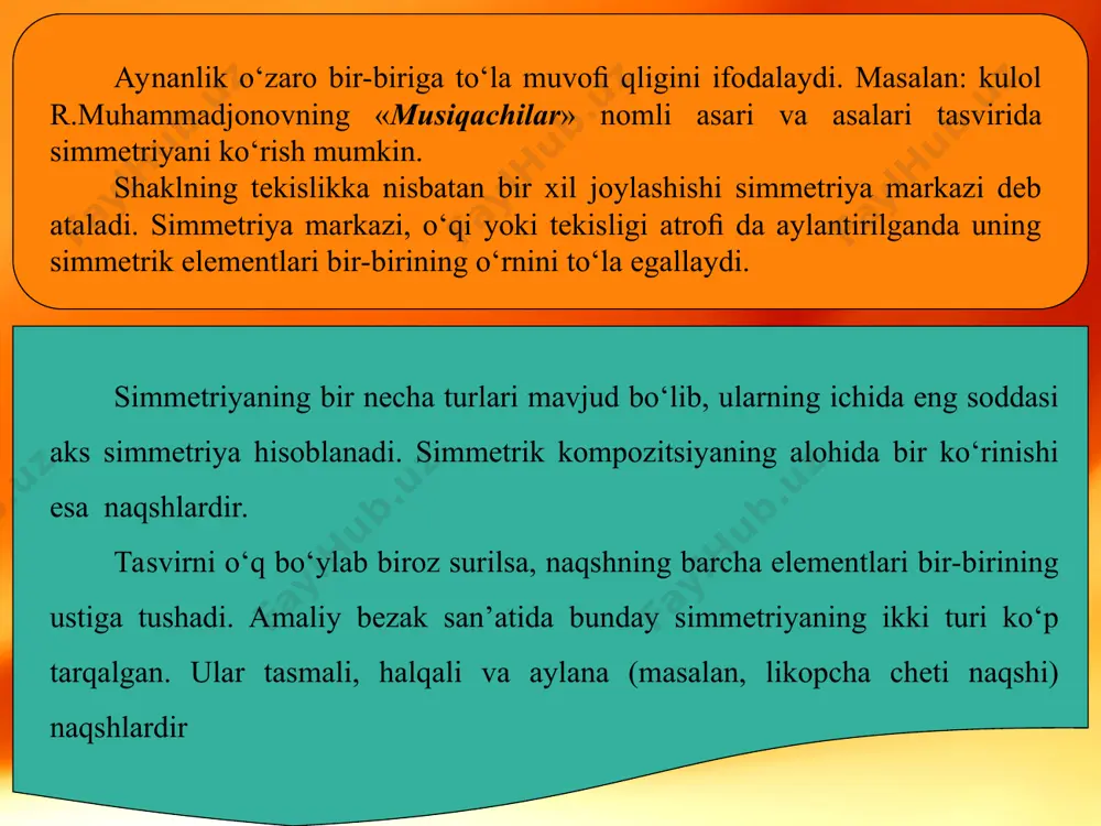 miskarlik bo‘yicha bu shahar ustalarining o‘ziga xos ishlash uslublari bor. lagan, patnis, choy idish, oftoba va obdastalar miskarlikda eng ko‘p tarqalgan buyumlardir. o‘zbek xalq amaliy san’atining turlari ichida zeb-ziynat san’ati bo‘lmish zargarlik alohida o‘rin egallaydi. zargarlik buyumlarini ishlash juda nozik ish. kumush, tilla, mis asosiy xomashyo hisoblanadi. o‘zbek zargarligi juda qadimiy tarixga ega. eramizgacha bo‘lgan i asrdan boshlab ayritom, afrosiyob, dalvarzintepa, xolchayon, bolaliktepada haykallar, devor bezaklari orqali zargarlik san’ati rivojlanganligini ko‘rish mumkin. masalan, xorazmda shishadan yasalgan sher va qurbaqa shaklidagi munchoqlar topilgan. xiii–xiv asrlargacha zargarlik bu yumlarida ko‘pincha hayvonlar tasvirlangan bo‘lsa, keyinchalik esa, arab yozuvlari kompozitsiyaga kirib, o‘ziga xos ko‘rinish berdi. xviii asrda birinchi marta oltin tangalar ishlab chiqarila boshlandi. zargarlik buyumlari oltindan, kumushdan va boshqa metallardan ishlandi. xix–xx asr boshlarida o‘rta osiyoda badiiy hunarmandchilik rivojlandi. ko‘pgina shaharlarda usta zargarlar bo‘lib, ular maxsus mahallamahalla bo‘lib yashaganlar. shuning uchun zargar (zargaron) mahalla deb yuritilgan. birinchi darajali toshlar – olmos, sapﬁr, zumrad, …