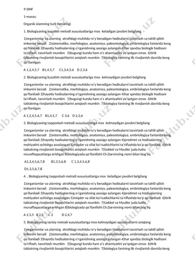 organik olamning turli tumanligi — DOCX