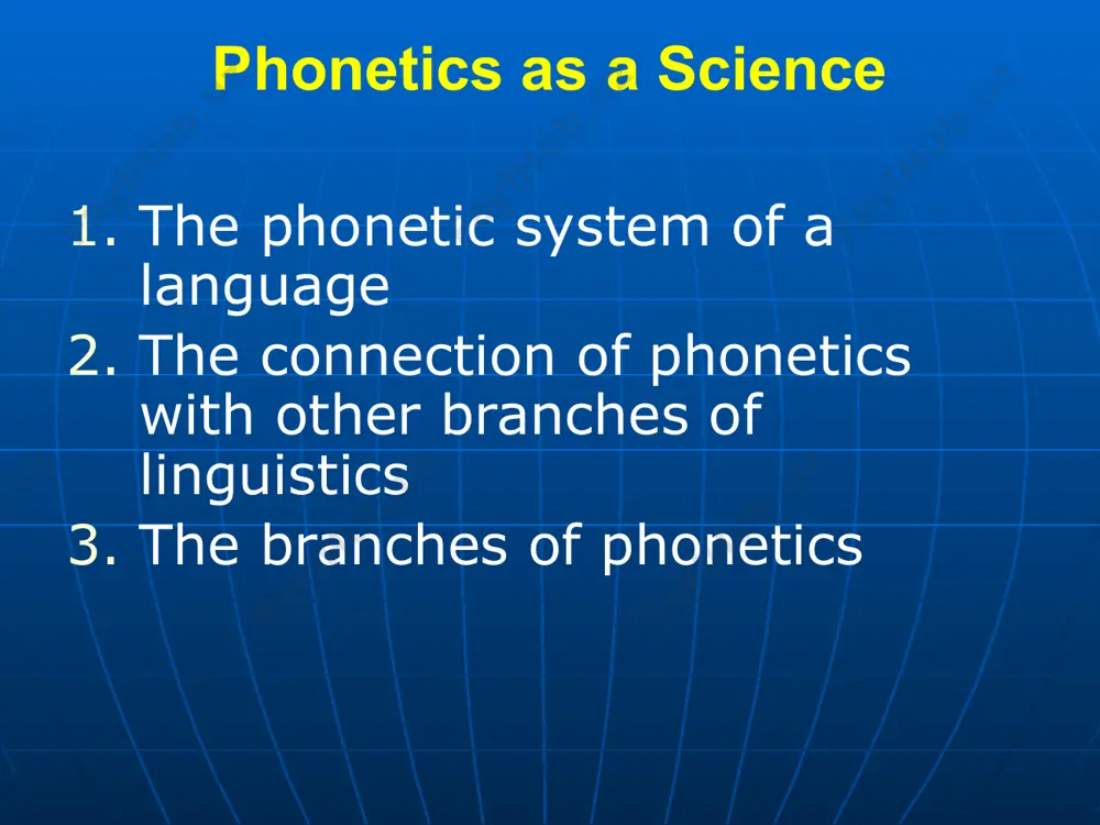 ds alliteration – the repetition of identical or similar sounds: there are twelve months in all the year, as i hear many men say, but the merriest month in all the year is the merry month of may. the connection of phonetics with non-linguistic sciences phonetics is closely connected with psychology. the connection of phonetics with non-linguistic sciences acoustic phonetics is connected with physics and mathematics. articulatory phonetics is connected with physiology, anatomy, and anthropology. historical phonetics is connected with general history of the people whose language is studied; it is also connected with archaeology. phonology is connected with communication (information) theory, mathematics, and statistics. the branches of phonetics phonetics special general descriptive historical comparative phonetics the branches of phonetics when the phonetic system is studied in its static form at a particular period of time , i.e. synchronically, we deal with descriptive phonetics. when the system is studied in …