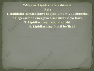 lipidlar almashinuvi — PPTX