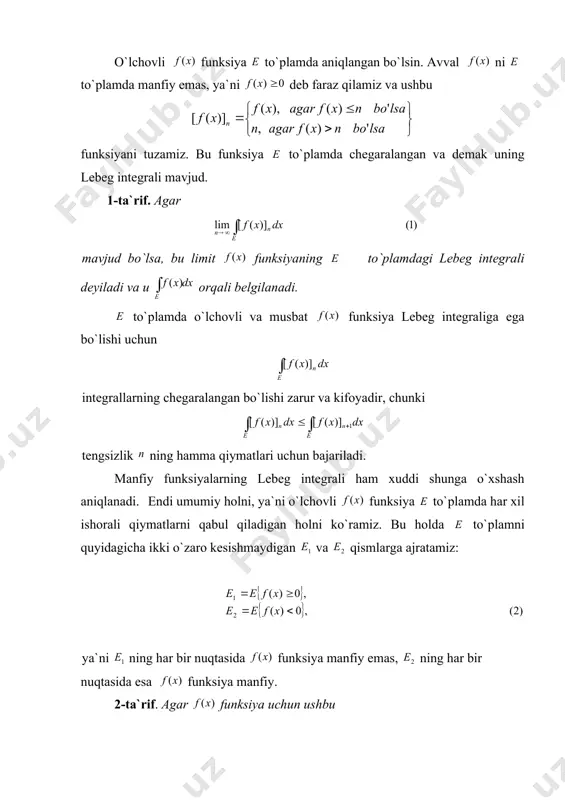 lebeg integrali ostida limitga o`tish - Page 5