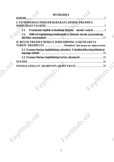 kurs ishi “fransiyada burjua inqilobi” — PDF