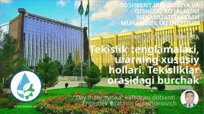 tekislik tenglamalari, ularning xususiy hollari — PPTX