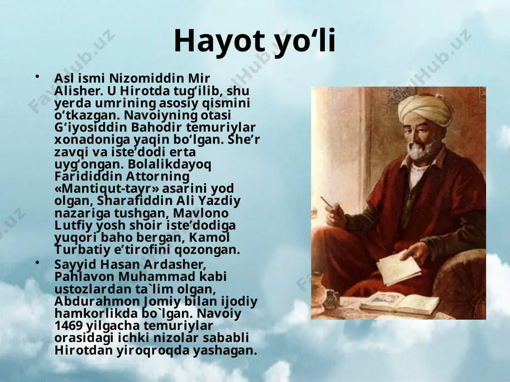 f, mantiq, taqvo yo`lida ulusdan o`ta olmaganini anglatish bilan o`zining adolatli shoh haqidagi qarashlarini anglatadi. «farhod va shirin»da qahramonlar sevgi sarguzashtlari orqali insonning tarix va kelajak oldidagi vazifasini belgilaydi, insonlik faqat muhabbatda emas, balki o`sha sharafli nomning himoyasi orqali ekanini uqdiradi. sharq tarixidagi xusrav va shirin voqeasini badiiy jihatdan qayta ishlab, farhod orqali o`zining komil inson haqidagi qarashlarini ifoda qilgan. navoiy dostoni orqali firdavsiy, nizomiy, dehlaviy an`analari yangilangan bo`lsa, undan keyin bu syujet turk mumtoz adabiyotining o`zak muammolarini hal etishda asosiy o`rin tutdi va bu yo`nalishda ahmad rizvon, jaliliy, harimiy, bafqiy, urfi sheroziy, lamiiy, nizoriy v.b. dostonlari yaratildi. «layli va majnun» dostonida arab ertaklari orqali ma`lum syujet o`zining tugal shaklini topdi, unda ishq falsafasi betakror uslubda ifoda qilindi. keyinroq yaratilajak fuzuliy, andalib, sayqaliy dostonlari uchun ma`naviy zamin bo`ldi. «xamsa» tarkibidagi «sab`ai sayyor» va «saddi iskandariy»da shohlik bilan bog`liq masalalarni birinchi o`ringa olib chiqdi. bu dostonlar xamsanavislik an`anasida o`zining ijtimoiy-siyosiy xarakteri …