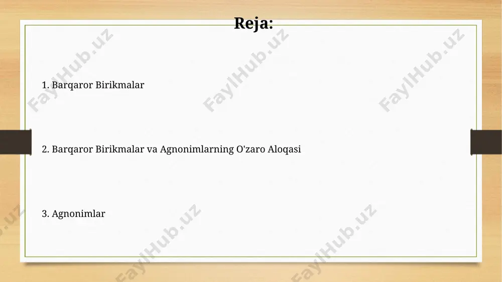 ishga olib kelishi mumkin, bu esa hosildorlikni sezilarli darajada oshiradi. termodinamik barqarorlik termodinamik barqarorlik moddaning energiya darajasi uning atrof-muhit bilan almashinuvi minimal bo'lgan holatga intilishini ifodalaydi, masalan, 25°c da suvning suyuq holati gaz holatiga nisbatan ancha barqarorroqdir. kimyoviy birikmaning termodinamik barqarorligi uning bog'lanish energiyasi va entropiya bilan belgilanadi. yuqori bog'lanish energiyasi va past entropiya yuqori termodinamik barqarorlikni ta'minlaydi, masalan, metan (ch₄) ning bog'lanish energiyasi 416 kj/mol atrofida. agronomlarning nomlanishi va tuzilishi agronomlarning izomerlari mavjud bo'lib, ularning faolligi va xossalari farq qiladi. masalan, c₄h₁₀ uchun 2 ta izomer, butan va izobutan mavjud. ko'pgina agronomlarning molekulyar massasi 100-500 amu oralig'ida bo'lib, bu ularning fizik-kimyoviy xususiyatlariga ta'sir qiladi. uglerod, azot, kislorod kabi elementlar asosiy tarkibiy qismlar hisoblanadi. barqaror birikmalarning qo'llanilishi qurilishda ishlatiladigan ba'zi barqaror birikmalar, masalan, tsementov va beton qo'shimchalari, 50 yildan ortiq muddatga mo'ljallangan inshootlarning mustahkamligini ta'minlaydi, shu bilan birga materiallarni aşınishga chidamliligini oshiradi. kimyo sanoatida 20 dan ortiq turdagi barqaror organik …