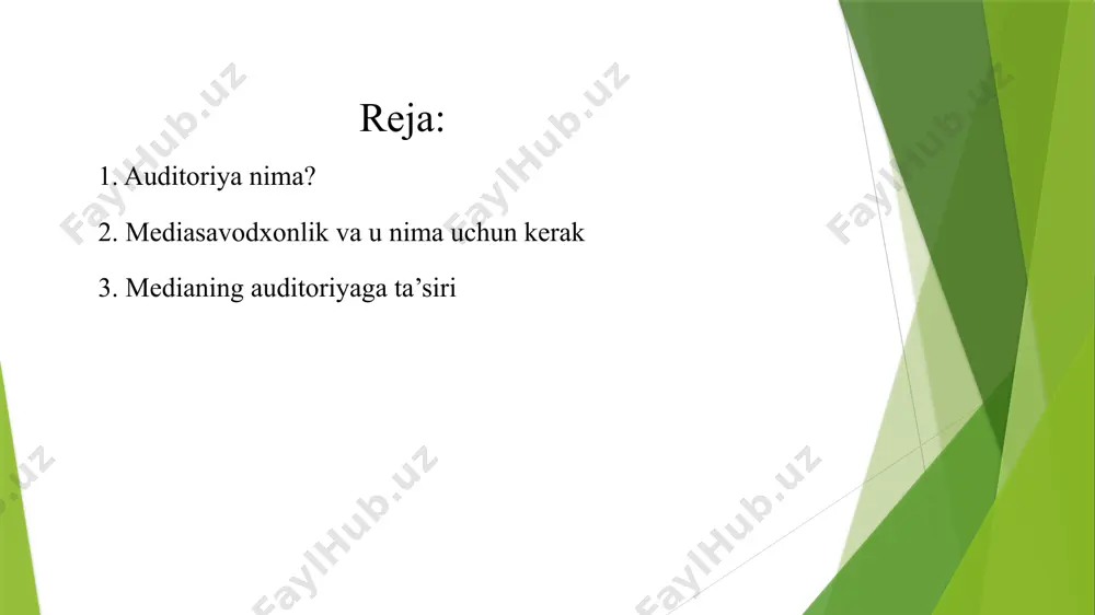 va boshqalar bir-biri bilan bog’liq bo’lsa-da, media axborotni qabul qilish, saralash, tahlil etish, baholashda media savodxonlik tushunchasi bilan birgalikda media ta’lim, mediani o’rganish, media madaniyat tushunchalari ham qo’llanilyapti. oav orqali beriladigan matnli kommunikatsiyalar mohiyatini tahlil etish; axborot qayerdan, kim tomonidan va nima maqsadlarda uzatilayapti, kimning manfaatlarini o‘zida aks ettirayapti, degan savollarga javob topa olish uchun zarurdir. media savodxonlik tushunchasi borasida turli fikrlar mavjud bo‘lib, aqshning jamiyat xususidagi xalqaro ensiklopediyasida qayd e tilishicha, “media savodxonlik — inson jamiyatdagi fuqaro sifatidagi mas’uliyatini his qilgan holda faol va savodli bo‘lishi, media matnlarni qabul qila olishi, yaratishi, tahlil eta olishi va baholashi, zamonaviy mediani ijtimoiy-madaniy va siyosiy mazmunini tushuna olishi demakdir”. talabalarda fanni o‘qish natijasida: -ma’lumot, muloqot tushunchasi, evolyutsiya va tarixiyligi; -media va axborot madaniyati savodxonligining asosiy elementlarini belgilash; -axborot manbalari va ehtiyojlarini aniqlash; -media savodxonlik va axborot madaniyatini baholash; -axborot (matn)ni tahlil qilish savodxonligini oshirish; -axborot xuruji, tahdid va boshqa turdagi xavfsizlikka qarshi …
