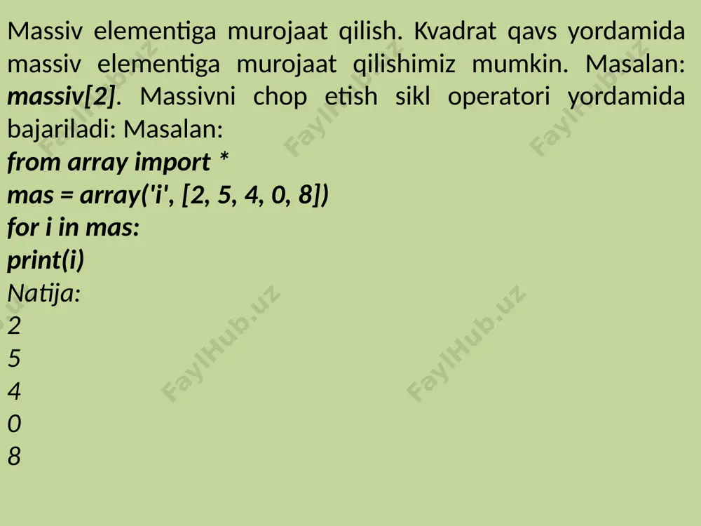 biro`lchovli massivlar dasturi (python) - Page 5