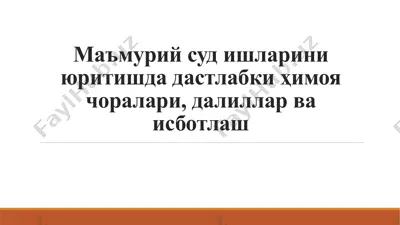 маъмурий суд ишларини юритишда дастлабки ҳимоя чоралари, далиллар ва исботлаш — PPTX