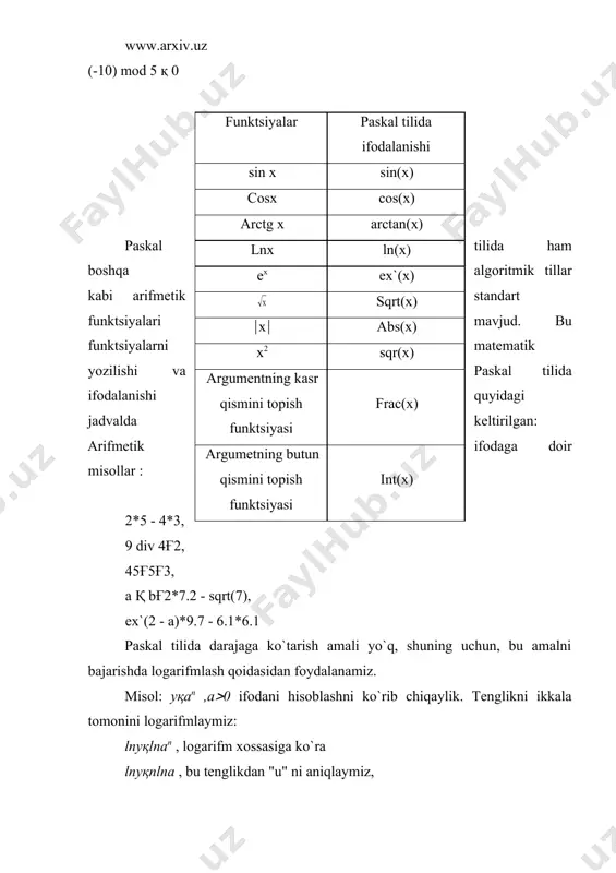 paskal tilining operatorlari - Page 5