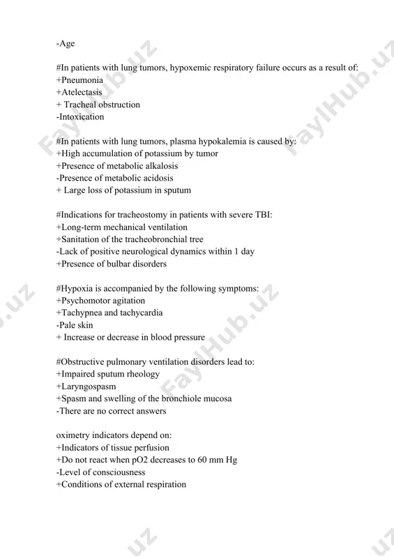 tracheostomy: +reducing dead space +removal of a foreign body from the upper respiratory tract +carrying out long-term mechanical ventilation -correction of ventilation- perfusion relationships #the effectiveness of hyperbaric oxygen therapy for carbon monoxide poisoning is determined by: +increasing oxygen solubility -excitation of the vasomotor center +fast removal of co +increasing hemoglobin oxygen saturation