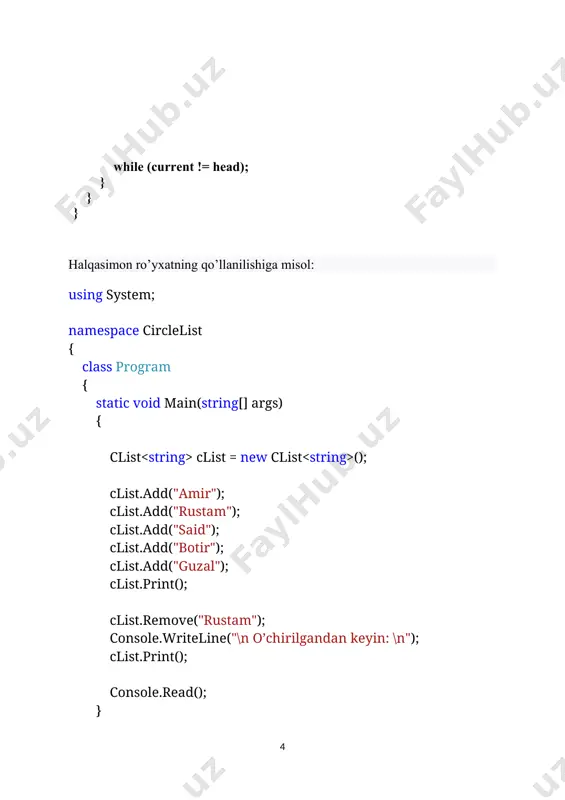 halqasimon bir bog’lamli ro'yxat - Page 4