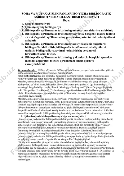 bibliografiyani shakllantirish uslubiyati — DOCX