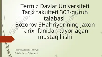 xviii va xix asrda xitoydagi shirin ta'sirli tashkilotlar va qo'zg'olonlari — PPTX