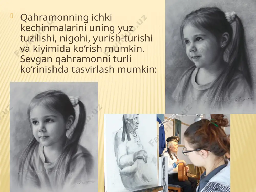 «men sevgan qahramon» mavzusida portret ishlash. 4- sinf - Page 3
