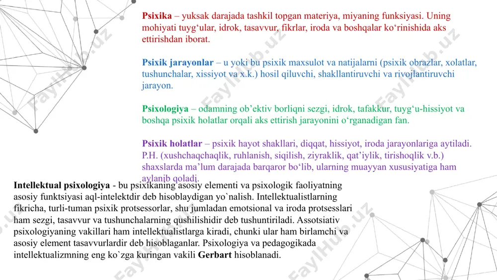 xeviorizm dasturi va shu atamaning oʻzi birinchi bor j. b. uotson tomonidan taklif etilgan (1913). bixeviorizm ilmiy asoslarining shakllanishiga v. m. bexterev va i. p. pavlovlarning ishlari katta taʼsir koʻrsatgan. bixevolizm - taʼlimotiga koʻra, odamda, u tugʻilgan vaqtda nisbatan oz (kam) sonli xulqning tugʻma tizimlari (nafas olish, yutish va shahri) mavjud boʻladi va keyinchalik shular ustiga ancha murakkabroq xulq jarayonlari qoʻshilib boradi. muvaffaqiyatli reaksiyalar mustahkamlanib boradi va keyinchalik ham "effekt qonuni"ning qayta tiklanishi anʼanasiga ega boʻladi. reaksiyalarning mustahkamlanib borishi "mashklar qonuniga" boʻysunadi, yaʼni bir xil stimullarga javoban bir xil reaksiyalarning qaytaqayta takrorlanaverishi natijasida bu reaksiyalar oʻz-oʻzidan yuzaga chiqaveradigan boʻlib qoladi. bixeviorizm 20-asrning 20- yillarida yuksak darajada rivojlandi. bixeviorizm atamasi va tadqiqot metodikalarining asosiy gʻoyalari antropologiya, sotsiologiya va pedagogikaga ham tatbiq etildi. xulqni oʻrganish borasida bir-biri bilan bogʻliq bu fanlar amerikada bixevioral fanlar deb ataladigan umumiy nom olgan. hozir koʻp hollarda bixeviorizm gʻoyalari saqlanib qolgan, ikkinchi jahon urushidan keyin bixeviorizm anʼanalari …