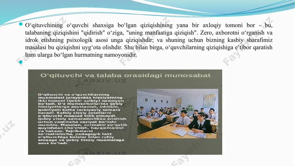 “o’qituvchi-talaba” tizimidagi munosabatlar axloqi - Page 5