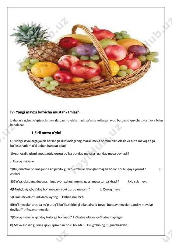 mevalar mavzusidagi bir soatlik dars - Page 5