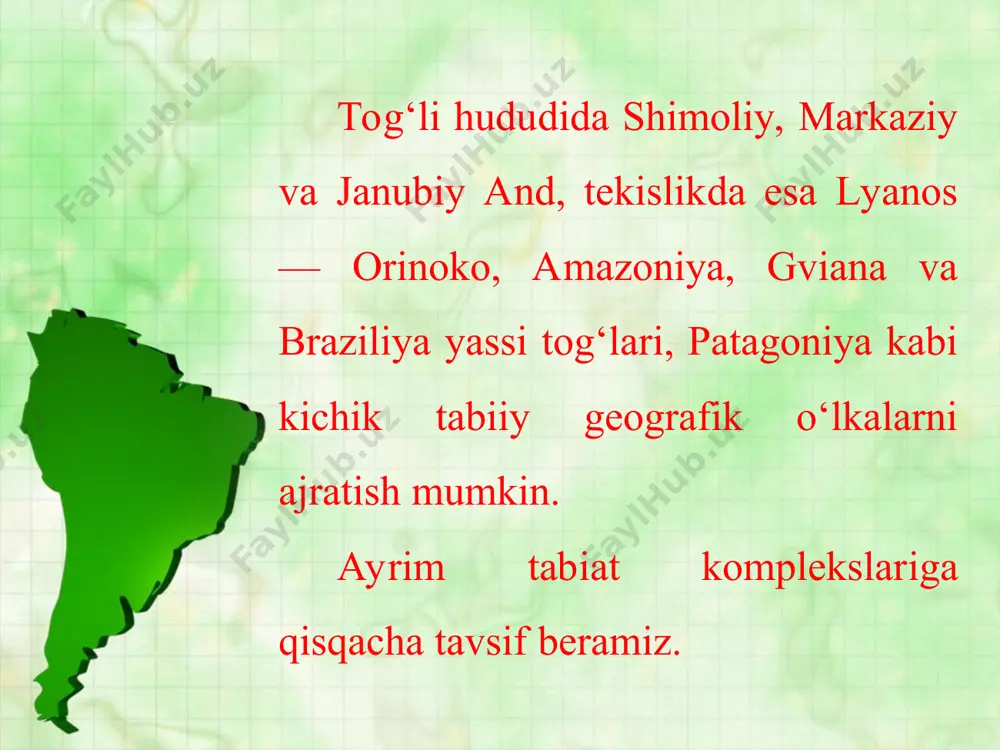 janubiy amerika. tabiiy geografik o‘lkalari 6-sinf - Page 3