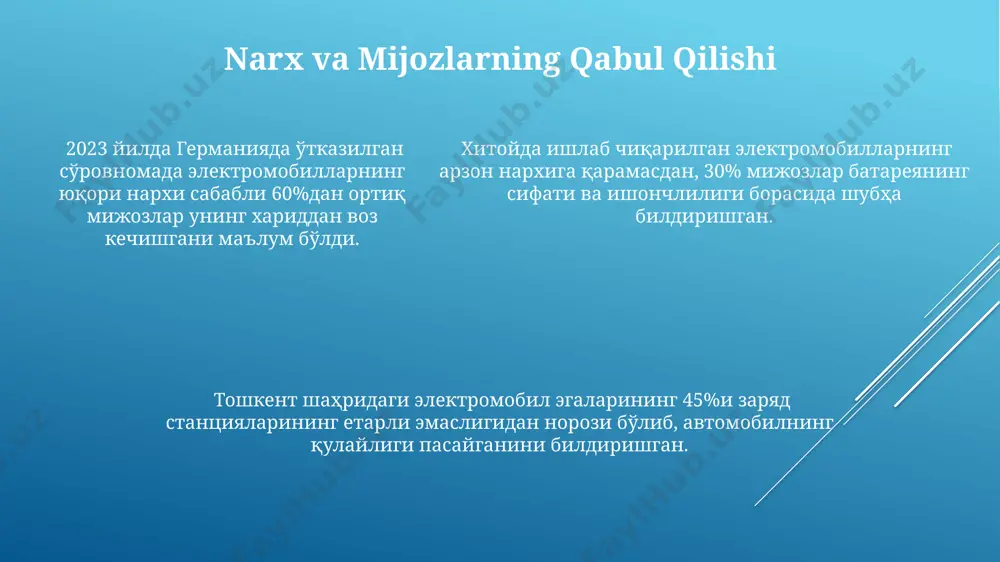 elektr avtomobillarni sinovdan oʻtkazishdagi muammolar - Page 5