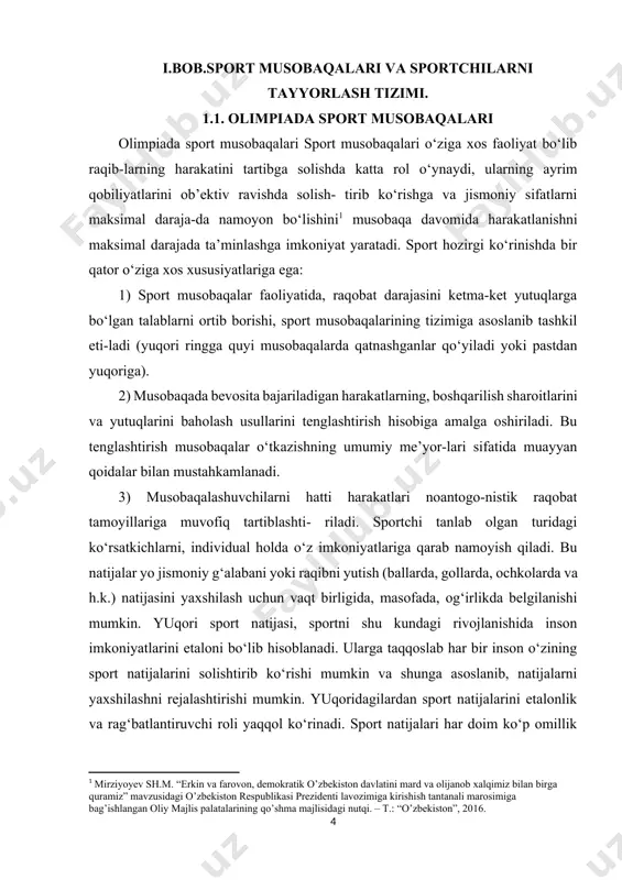 yaxshilash uchun vaqt birligida, masofada, og‘irlikda belgilanishi mumkin. yuqori sport natijasi, sportni shu kundagi rivojlanishida inson imkoniyatlarini etaloni bo‘lib hisoblanadi. ularga taqqoslab har bir inson o‘zining sport natijalarini solishtirib ko‘rishi mumkin va shunga asoslanib, natijalarni yaxshilashni rejalashtirishi mumkin. yuqoridagilardan sport natijalarini etalonlik va rag‘batlantiruvchi roli yaqqol ko‘rinadi. sport natijalari har doim ko‘p omillik hodisadir (bu esa ko‘pgina sabablarga bog‘liq). jamiyatdagi sport natijalari taraqqiyotiga ta’sir etuvchi omillar bo‘lib hisoblanadi. 1) sportchining individual talanti va yuqori natijaga tayyorgarlik darajasi. 2) sportga tayyorgarlik tizimining samaradorligi, uni mazmuniga, taxlil etilishiga va material - texnik tomondan ta’minlanganligiga. 3) sport harakatining kengligiga va uni rivojlanishining umumiy ijtimoiy sharoitlariga bog‘liq. sport musobaqalarining xususiyatlarini o‘rganish, sport sohasidagi mutaxassislarni qiziqtirib kelgan va hozirgi kunda ham o‘z ahamiyatini yo‘qotgani yo‘q. birinchidan - musobaqa sportni asosiy mazmunini tashkil etadi. ikkinchidan - sport musobaqalari, sport mashg‘ulotidan genetik va bo‘ysunishi bo‘yicha “kattadir”. ma’lumki, inson ma’naviyati va madaniyatini rivojlanishida, har xil yakkama yakka kurash …