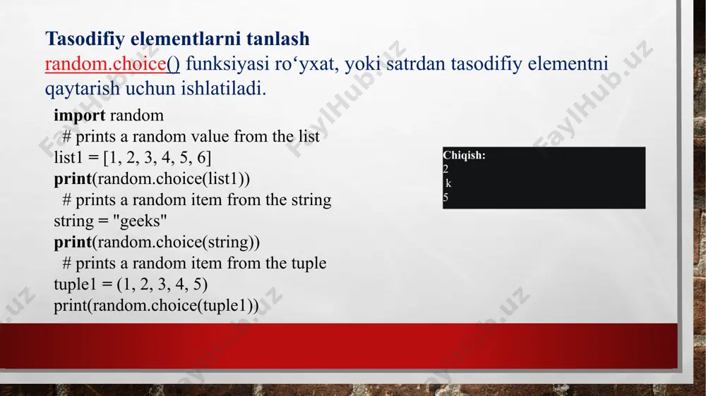 python dasturlash tilida tasodifiy sonlar - Page 5