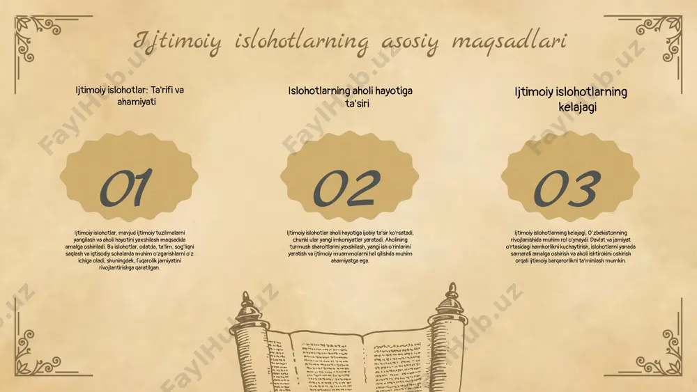 larning barchasi iqtisodiy barqarorlikni ta'minlaydi va aholi turmush darajasini oshiradi. masalan, qishloq joylarida yangi ish o'rinlari yaratilishi va kichik biznesni qo'llab-quvvatlash orqali, ijtimoiy-iqtisodiy o'zgarishlar aholining farovonligini oshirishga yordam bermoqda. photo by andrew neel on unsplash o'zgarishlar va madaniy hayot madaniyatdagi yangi qadriyatlar o'zbekistonning madaniy hayoti ijtimoiy o'zgarishlar bilan birga rivojlanmoqda. yangi qadriyatlar va an'analar ko'plab kishi va jamiyatlar tarafidan qabul qilinmoqda, bu esa madaniyatning boyishiga olib keladi. yosh avlod yangi texnologiyalar va globalizatsiya tufayli yangi madaniyatlar bilan tanishmoqda. bu o'zgarishlar jamiyatning fikr va qadriyatlarida yangiliklar keltirmoqda. photo by roman kraft on unsplash 01 02 03 kelajakda kutayotgan ijtimoiy o'zgarishlar ijtimoiy o'zgarishlar haqida umumiy ma'lumot kelajakda ijtimoiy o'zgarishlar insoniyat hayotini har tomonlama o'zgartirishi mumkin. bu o'zgarishlar texnologik taraqqiyot, demografik o'zgarishlar va global ijtimoiy muammolar bilan bog'liq. ijtimoiy strukturalar va munosabatlar yangi shaklga o'tadi. o'zgarishlarning vaqt o'tishi bilan ta'siri vaqt o'tishi bilan ijtimoiy o'zgarishlar jamiyatda ko'plab ta'sirlar ko'rsatadi. masalan, yangi texnologiyalar odamlarning …