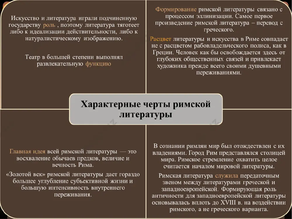 нальные трагедии с римским сюжетом. автор иисторического эпоса – «пуническая война». гней невий 274–201 г. до н. э. квинт энний 239–169 г. до н. э. происходил из южно-италийского города рудий (в калабрии) - в нём вовсе не было латинской крови; латинскому языку он выучился впоследствии. тем не менее, энний не только был одним из наиболее видных писателей на всем протяжении римской литературы, но и стал в ней реформатором, определившим внешнюю форму римской поэзии на все последующее время. с квинтом эннием связан нновый этап римской литературы. квинт энний – творец латинского гекзаметра. писал эпос, драму, легкие жанры развлекательно-дидактического характера. наиболее известное произведение энния – исторический эпос «анналы». автор сборника «сатуры» («смесь»). гай юлий цезарь 100 - 44 г.г. до н.э. «записки о галльской войне», издание 1783 г. уникальная летопись военных походов, написанная гениальным полководцем, - ценный исторический документ, отмеченный подлинным литературным талантом. юлий цезарь не только описывает свои походы и сражения, …