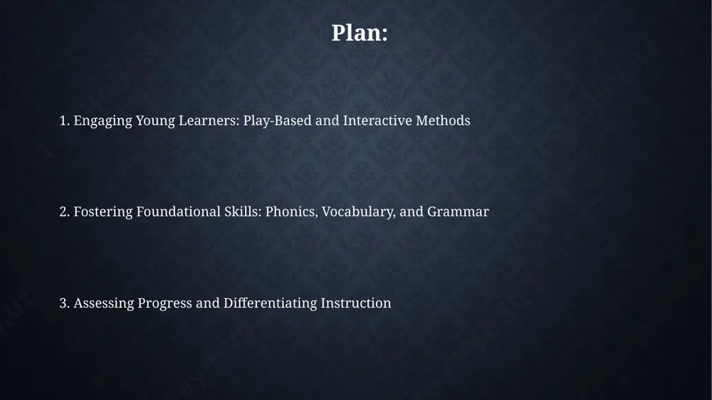 and contextualizing vocabulary within real-world scenarios for improved comprehension and retention. songs, rhymes, and chants rhymes, particularly those employing alliteration and onomatopoeia, enhance phonological awareness by highlighting sounds and rhythm. this builds a strong foundation for literacy development in approximately 6-8 year-old children. chants, often involving actions and movements, cater to kinesthetic learners, boosting engagement and retention of new vocabulary. using chants with 3-5 word phrases is ideal for younger primary students. assessment and evaluation strategies employ formative assessments like 3-minute quizzes and exit tickets throughout units to gauge comprehension and adjust teaching methodologies based on real-time student performance data, enhancing engagement and learning outcomes. integrate peer assessment strategies, where students review 2-3 classmates' work using specific rubrics focusing on grammar, vocabulary, and fluency, fostering critical thinking and self-reflection alongside collaborative learning. introduction to english language teaching in primary schools effective primary english teaching prioritizes a balanced approach, incorporating at …