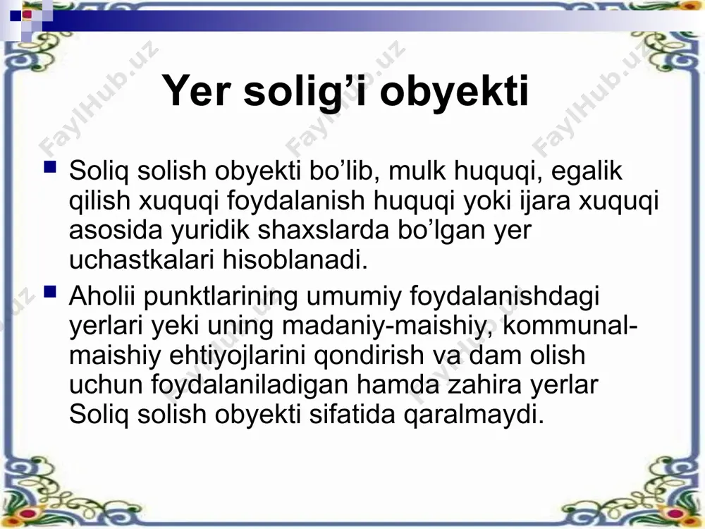 yer solig'i va uning soliq tizimida tutgan o'rni - Page 4