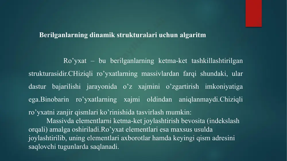 berilganlarning strukturasi uchun algoritm - Page 4