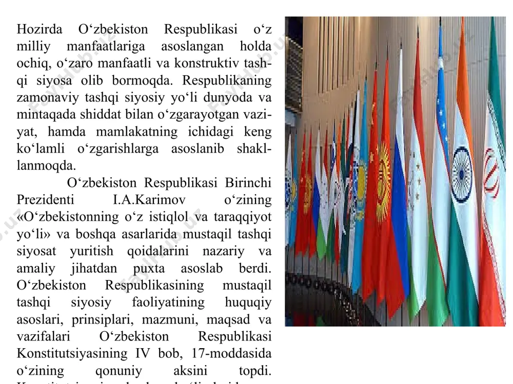 ssambluyasining sessiyalaridagi ishtiroki: 1993-yil sentabr bmt bosh assambluyasining 48-sessiyasi; 1995-yil oktabr bmt bosh assambluyasining 50-sessiyasi; 2000-yil sentabr bmt bosh assambluyasining “ming yillik sammiti”. 1992-yil 2 martda o’zbekiston bmtga a’zo bo’ldi. 1993-yil 24 avgustda bmtning toshkentdagi vakolatxonasi ochildi. shtab-kvartirasi aqsh. nyu-york a'zolari 193 a'zo davlatlar rasmiy tillari rus, xitoy, ingliz, fransuz, ispan tashkil etilgan sanasi 1945 yil 24 oktyabr bosh kotibi antoniu guterrish 2017-yil 19-sentabr kuni o‘zbekiston respublikasi prezidenti shavkat mirziyoev bmt bosh assambleyasining 72-sessiyasida ishtirok etib, oliy darajadagi yalpi majlisida nutq so‘zladi. shavkat mirziyoev o‘z nutqida «...jamiyatimizda siyosiy faollik ortib bormoqda, barcha sohalarda chuqur islohotlar amal­ga oshirilmoqda. ulardan ko‘zlangan maqsad - «inson manfaatlari hamma narsadan ustun» degan oddiy va aniq-ravshan tamoyilni amalga oshirish ustuvor ahamiyatga ega bo‘lgan demokratik davlat va adolatli jamiyat barpo etishdan iborat», - deb ta’kidlagan holda quyidagi asosiy yo‘nalishlarga jahon e’tiborini qaratishni so‘radi: o‘zbekistonda amalga oshirilayotgan is­lohotlar, ularning ma’no-mazmuni, maqsadi va ahamiyati; birlashgan millatlar tashkilotining xal­qaro munosabatlardagi …