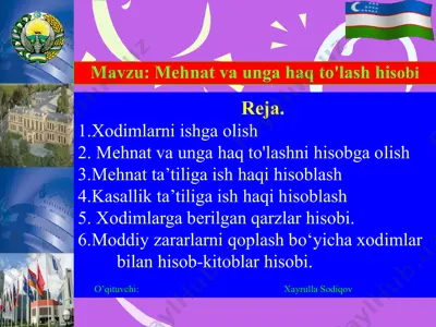 mehnat va unga haq to'lash hisobi — PPTX