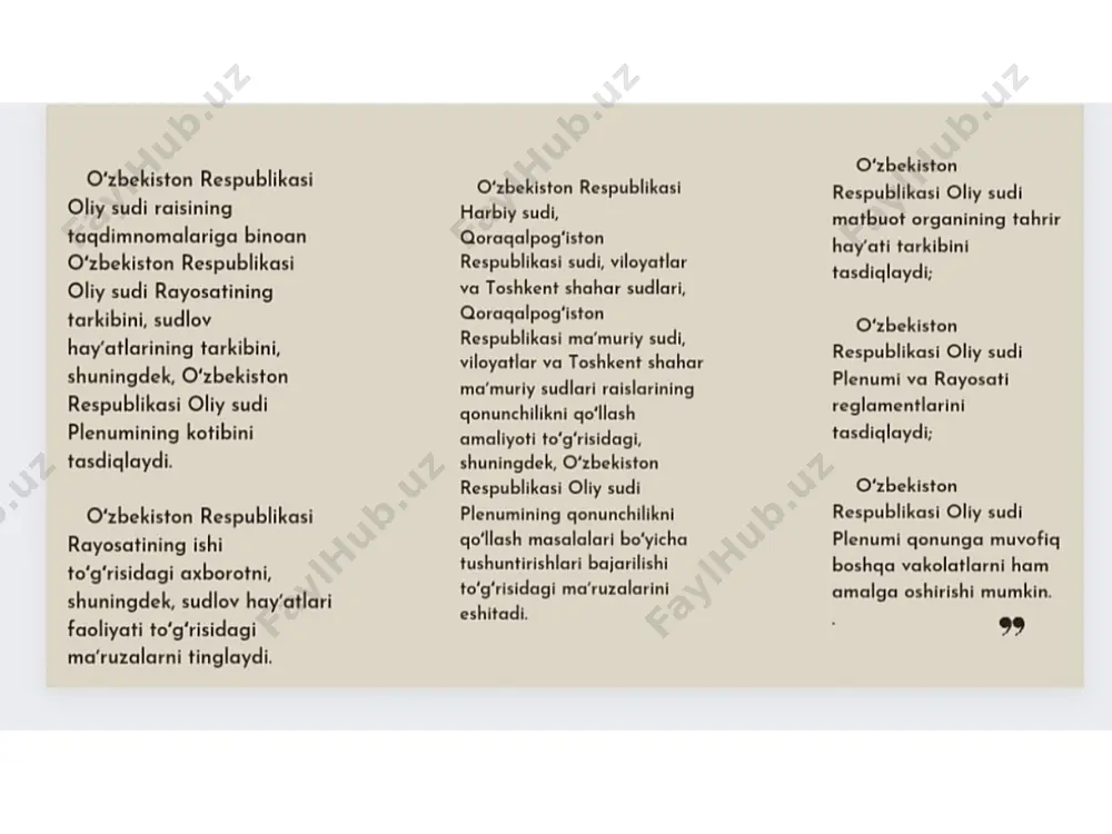 o’zbekiston respublikasi oliy sud pleniumi va rayosati sudlov hay’atlari - Page 5