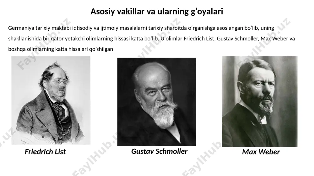 ar asosida aniqroq shakllanadi. abstrakt va empirik tahlil empirik tahlil konkret ma’lumotlar, kuzatishlar va tajribalarni o‘rganish orqali aniq xulosalarga kelishni maqsad qilsa, abstrakt tahlil esa nazariy va umumlashtirilgan tushunchalarni yaratilishiga qaratilgan. misol empirik misol: biron bir iqtisodiy qonunning bajarilishini amaldagi ma’lumotlar bilan tekshirish. abstrakt misol: iqtisodiyotning umumiy qonunlari yoki iqtisodiy rivojlanishning universal modellari haqida nazariy xulosalar chiqarish. xulosa abstrakt – bu umumiylashtirilgan, keng ko‘lamli, nazariy tushunchalar va fikrlarni o‘rganishga qaratilgan yondashuv bo‘lib, bu esa empirik ma’lumotlarga asoslanmaydi, aksincha, umumlashtirish, tahlil qilish va konseptual tushunchalarni ishlab chiqish asosida tashkil etiladi. 1. tarixiy metod va empirik tahlil schmoller iqtisodiyot fanini tarixiy jarayonlarga asoslangan holda o‘rganishni taklif qildi. u iqtisodiy rivojlanish har bir mamlakatning ijtimoiy, madaniy va tarixiy xususiyatlari bilan bog‘liq ekanligini ta’kidladi. schmoller iqtisodiy tadqiqotlarda empirik (amaliy) ma’lumotlardan foydalanish zarurligini ta’kidlagan. u statistik ma’lumotlarni yig‘ish va tahlil qilishga katta e’tibor qaratgan. gustav schmollerning asosiy g’oyalari 2. davlatning iqtisodiyotdagi roli u davlatni iqtisodiy …