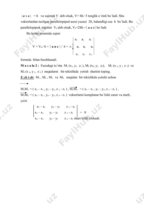 vеktorlarning aralash ko'paytmasi, uning xossalari va tadbiqlari 2 - Page 5