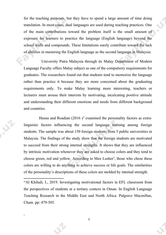 ining the readiness of the learners in learning the language. gardner (1985 ) stated that motivation is the combination of attempt plus desire to obtain the aim of learning a language as well as having favorable attitude toward learning the language. meanwhile, attitude is accepted as an important concept to understand human behavior and is defined as a mental state that includes beliefs and feelings (latch anna and dag new, 2009 ) which is significant in preparing someone in and during the process of the language learning. positive attitude contributes toward the positive reception of the language learnt. positive exposure allows the learners to willingly accept the process of the learning of the language. students with high abilities (especially from intelligence and language skill aspect) will be more successful in learning language compared to students that received negative extra-linguistic influences. they have to work harder, pay more attention to the …