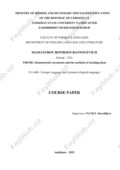 course paper on demonstrative pronouns and teaching methods — DOC