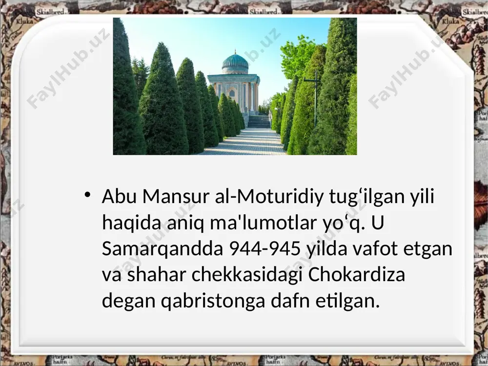 .) asarlariga tayanib yozgan. burxoniddin marg’inoniyning ushbu kitobi nazariy asar edi, undan amaliy jihatdan foydalanish qiyin bo`lgan. kitob al-hidoya dolzarb hayotiy masalalar shu sababli b. m.ning o`zi 8 jildli sharh — “kifoyat ul-muntahiy” (“yakunlovchilar uchun tugal ta`limot”)ni yozishga karor qilgan. keyinchalik bu kitobi asosida “kitob al-hidoya” (qisqacha nomi “hidoya” — “to`g`ri yo`l”)ni yaratadi (1178). burxoniddin marg’inoniy bu kitobda o`sha zamonlarda mo`minmusulmonlar duch keladigan dolzarb hayotiy masalalar, jumladan oilaviy va ijtimoiy munosabatlar, mulkchilik, savdo-sotiq, jinoyat va jazo, insonning burch va mas`uliyatlariga taalluqli juda ko`p murakkab muammolarni islomiy huquq nuqtai nazaridan hal etib berdi. burxoniddin marg’inoniyning ilmiy merosi o`z ahamiyatinn yo`qotmagan. jahondagi ko`p oliy o`quv yurtlarida musulmon huquqshunosligi fanlari burxoniddin marg’inoniyning fiqh ta`limoti asosida o`rganiladi. o`zbekiston mustaqillikka erishgandan so`ng uning ilmiy merosini har tomonlama chuqur o`rganish, asarlarini chop etish ishlariga katta eʼtibor berila boshlandi. o`zbekiston respublikasi prezidenti i.a. karimov tashabbusi bilan burxoniddin marg’inoniy vafotining 800 yilligi (1997), tavalludining 910 yilligi (hijriy sana …
