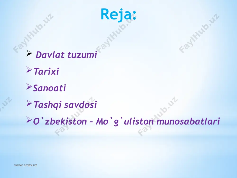 gan. iqlimi quruq, keskin kontinental. qishi sovuq, kam qorli, serquyosh. yanv. ning oʻrtacha t-rasi —10°, —35° (eng past t-ra —50°), yozi iliq, qisqa, iyulning oʻrtacha t-rasi 18—26° (eng yuqori t-ra 40°). yillik yogʻin 100—300 mm, togʻaarda 500 mm gacha. mongoliya oltoyida muzliklar bor. www.arxiv.uz yirik daryolari: selenga, kerulen, onon, dzab-xan va kobdo. daryolari qor va muzliklardan suv oladi, bahor va yezda toʻlib oqadi. yirik koʻllari: ubsunur, xirgis-nur, xubsugul va hara-usnur. m. hududining aksari qismi (60%)da kashtan, shuningdek, qoʻngʻir, togʻlarda qora, vodiylarda oʻtloqi tuproqlar tarqalgan. oʻsimliklarning 2 mingdan ziyod turi oʻsadi. mamlakatning shim. va shim.-sharqi dasht, jan. va jan.-sharqi chala choʻl va choʻldan iborat. chala choʻlda saksovulzorlar uchraydi. m. hududining 10% oʻrmon. togʻ yon bagʻirlarida tilogʻoch, kedr, qaragʻay va qayinzorlar bor. hayvonot dunyosi xilma-xil. sut emizuvchilarning 100 dan ortiq turi uchraydi. qumsichqon, qoʻshoyoq, tolay quyoni, ondatra, sobol, tiyin, jayran, maral, boʻri, tulki va h.k. bor. baʼzi hayvonlar (yovvoyi tuya, yovvoyi ot, …