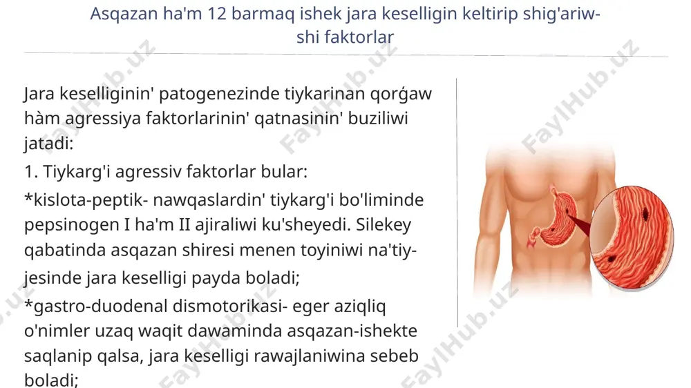 ku'nine 4 mezgil, awqattan son' 2 shay qasiqtan ku'nine 2 mezgil, awqattan son', 1 ay dawaminda 2 shay tabletkadan ku'nine 2 mezgil, awqattan son', 1 ay dawaminda asqazan ishek evakuator-motor funkciyasin jaqsilawshi preparatlar cerukal (reglan, metoklopramid) 0,5-1 tabletkadan 3 ret, awqatlaniwdan aldin 10-20 ku'n dawaminda bromopid - asqazannin' antral bo'limi ha'm 12 barmaqli ishektin' motorikasin jaqsilaydi. qusiw procesin toqtatadi. 1 kapsuladan ku'nine 3 ret beriledi domperidon 10 mg, 3 mezgilden ishiwge beriledi, 3-4 ha'pte dawaminda asqazan ha'm 12 barmaq ishek jara keselliklerinde usinilmaytug'in preparatlar diklofenak valtoren ketonal dikloberl acetilsalicilat kislota ortofen makroorganizmnin' immun sistemasin ko'teriwshi preparatlar add your words here,according to your need to draw the text box size. mildronat add your words here,according to your need to draw the text box size. apilak add your words here,according to your need to draw the text box size. karnitin xlorid add your words here,according to your need to draw the text …