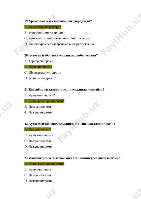 цитогенетика тест саволлари - Page 5
