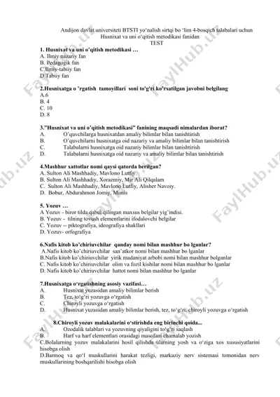 husnixat va uni o’qitish metodikasi — DOCX