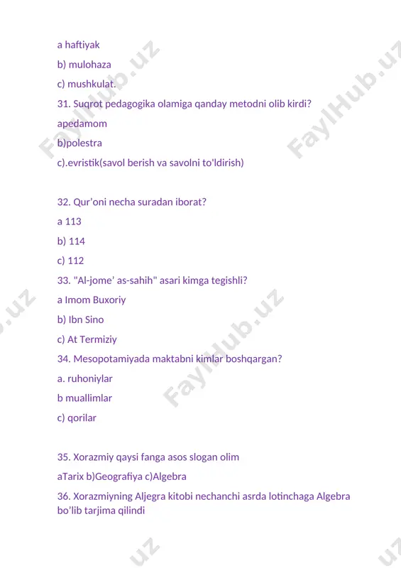 xalilov navro`zning umumiy pedagogika fanidan testlari - Page 5