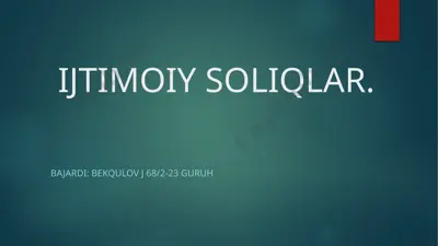 ijtimoiy soliqlar — PPTX