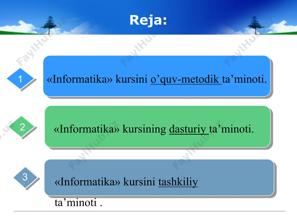 o‘quv fanining mavzulari to‘liq yoritilgan, uning asoslari mukammal o‘zlashtirilishiga qaratilgan, o‘quv fanining maqsad va vazifalaridan kelib chiqqan holda ta’lim oluvchilarning yoshi va psixofiziologik xususiyatlarini hisobga olgan holda ishlab chiqiladigan, nazariy ma’lumotlardan tashqari amaliy-tajriba va sinov mashqlarini qamrab olgan kitob shaklidagi o‘quv nashri. o’quv qo’llаnmаlаr - bu dаrslikni to’ldiruvchisidir. o’quv qo’llаnmаlаr fаnni to’liq qаmrаb оlmаsligi, ya’ni аynаn bir qismini (bir nеchtа bo’limini) qаmrаb оlishi mumkin. dаrslikdаn fаrqli rаvishdа o’quv qo’llаnmаlаrdа nаfаqаt аprоbаtsiyadаn o’tgаn, umumiy qаbul qilingаn bilim vа qоidаlаrni, bаlki, u yoki bu muаmmоni hаl qilishgа dоir turli fikrlаr kiritilishi mumkin. o’quv rеjаgа yangi fаn kiritilgаndа dаstlаb o’quv qo’llаnmаlаr yarаtilаdi. dаrslik оdаtdа o’quv qo’llаnmаlаr аprоbаtsiyalаri bаzаsidа yuzаgа kеlаdi. didaktik materiallar didaktik materiallar – bu fanni o’qitishda foydalanila-digan tarqatma materiallar, modellar va maketlar, ko’r-gazmalardir. o’qitish jarayonida o’qituvchi tomonidan qo’llaniladi-gan tarqatma materiallarga: kartochkalar, savolnoma-lar, yo’riqnomalar, qiziqarli savol va topshiriqlar, amaliy ishni tashkil etish bo’yicha texnologik xaritalar va xokazolar kiradi. didaktik vositalarni o’quv jarayonida …
