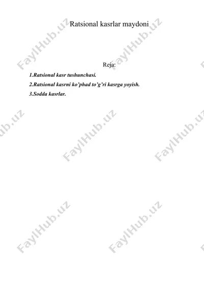 ratsional kasrlar maydoni — DOC