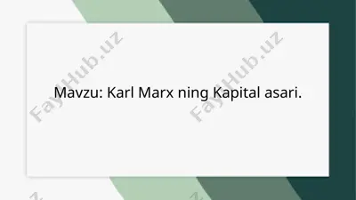karl marxning "kapital" asari — PPTX