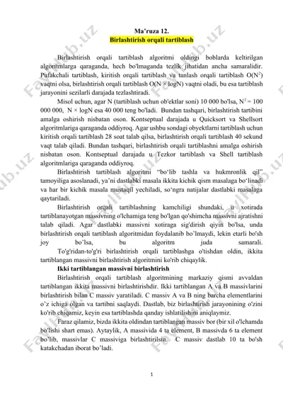 birlashtirish orqali tartiblash — DOCX