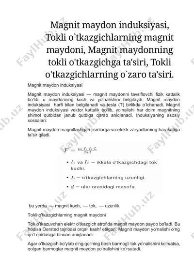 magnit maydon induksiyasi — DOCX