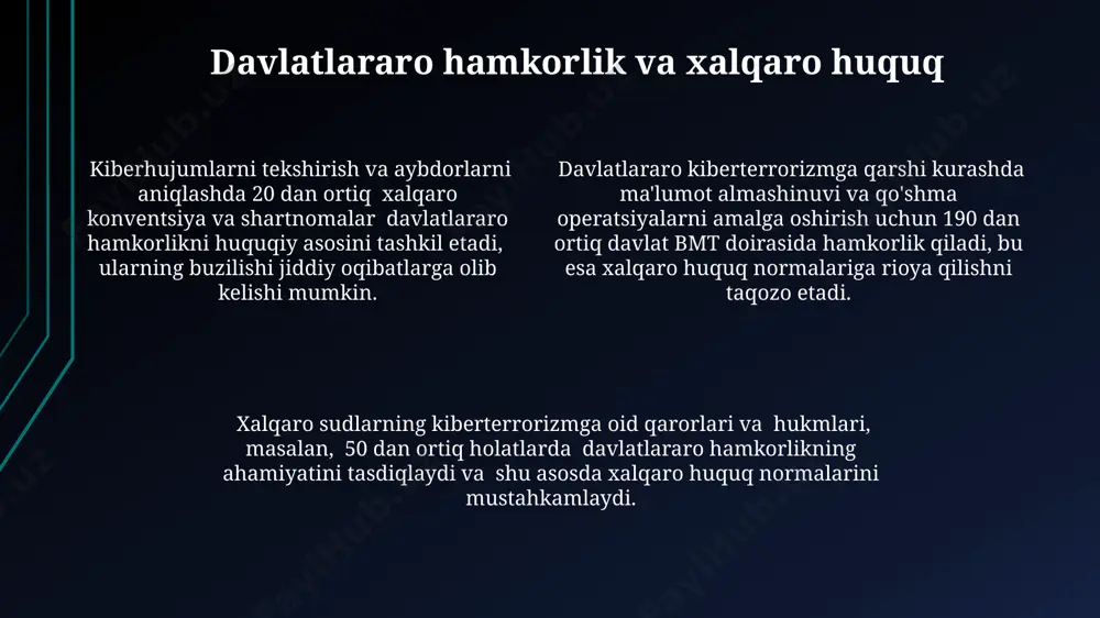lash va sotish orqali milliardlab dollarlik zarar keltirishi mumkin. siyosiy maqsadlarga erishish uchun, 20 dan ortiq davlat tashkilotlariga kiberhujumlar uyushtirish orqali, propaganda tarqatish va ijtimoiy tarmoqlarni boshqarish kabi usullar qo'llaniladi. e'tiboringiz uchun rahmat @taqdimot_robot